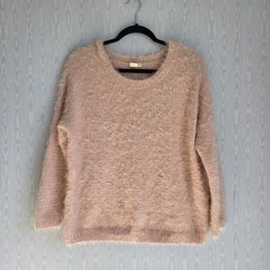 IJOAH Womens M Mohair Blend Sweater Crew Neck Pink Pastel Cozy Soft Girl Hygge